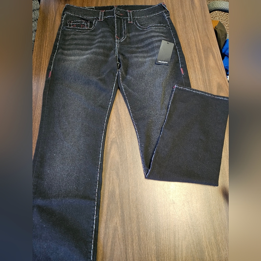 True Religion Ricky Super T Black 106495 Mens Jeans Size 32x32 MSRP $239 🔥